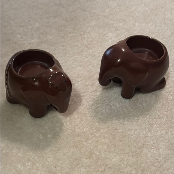 PartyLite Brown Elephant Candle Tealight Holders - Picture 1 of 3